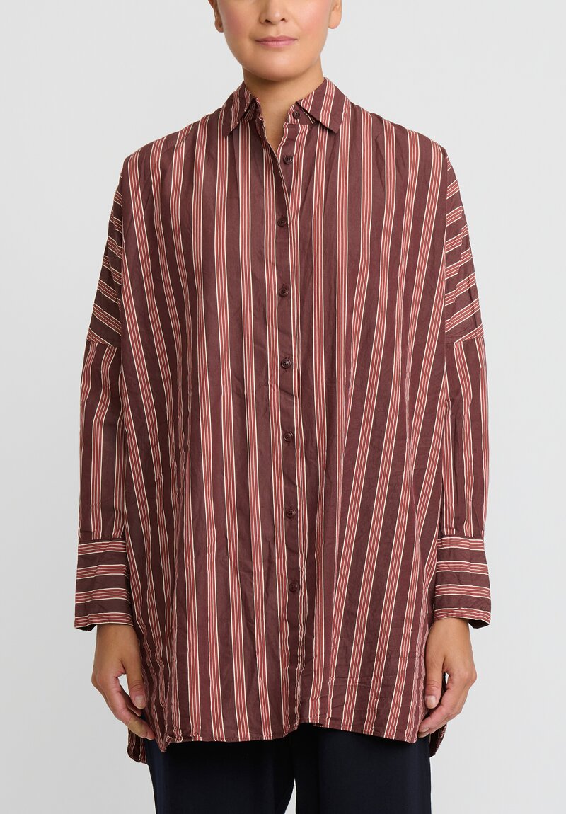 Casey Casey Long Sleeve Striped ''Ode'' Shirt in Red	
