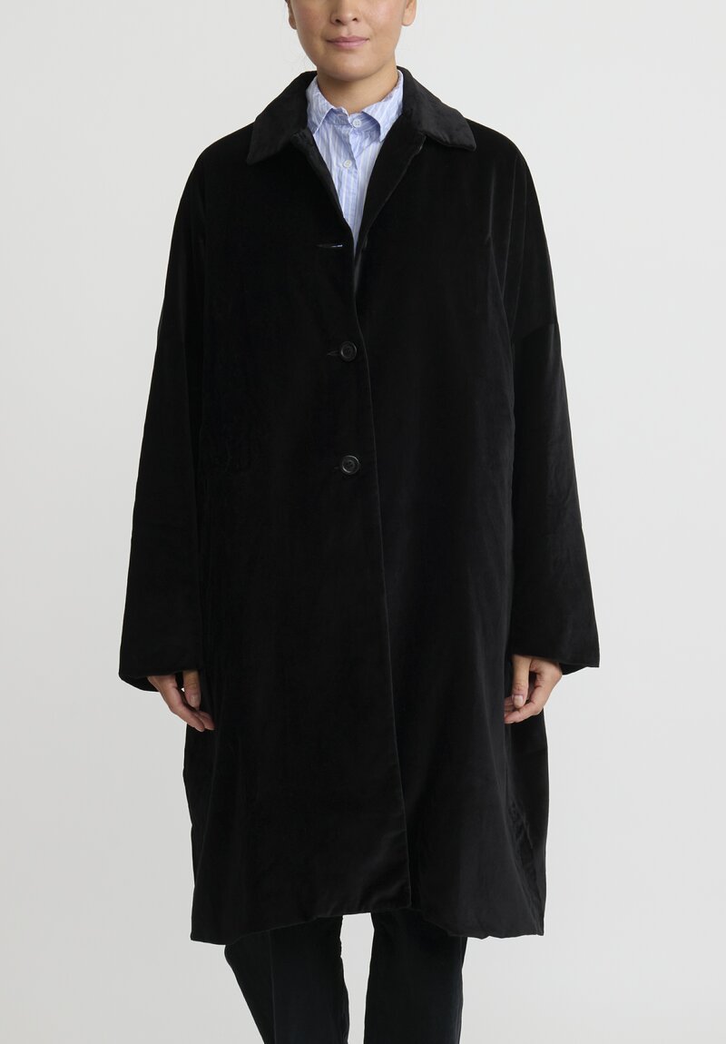 Casey Casey Cotton Velvet Big ''Blobby'' Coat in Black	