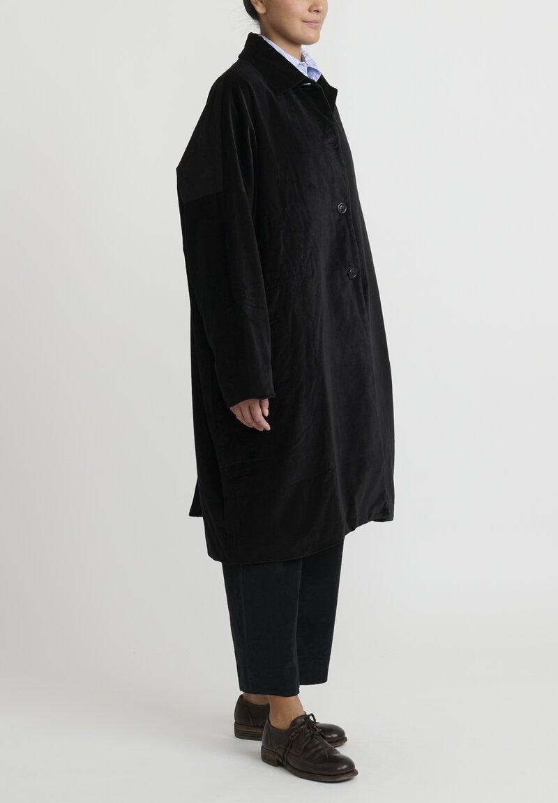 Casey Casey Cotton Velvet Big ''Blobby'' Coat in Black	