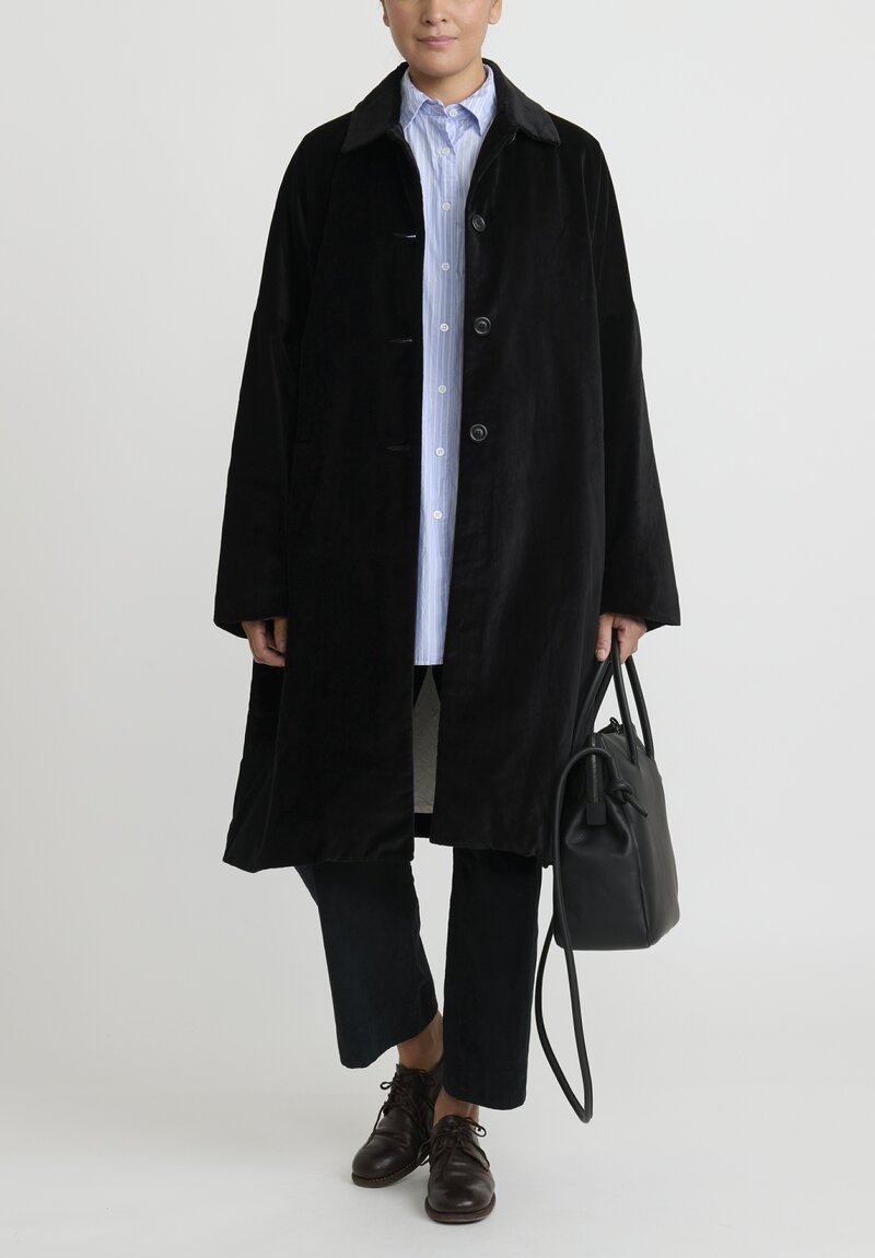 Casey Casey Cotton Velvet Big ''Blobby'' Coat in Black	