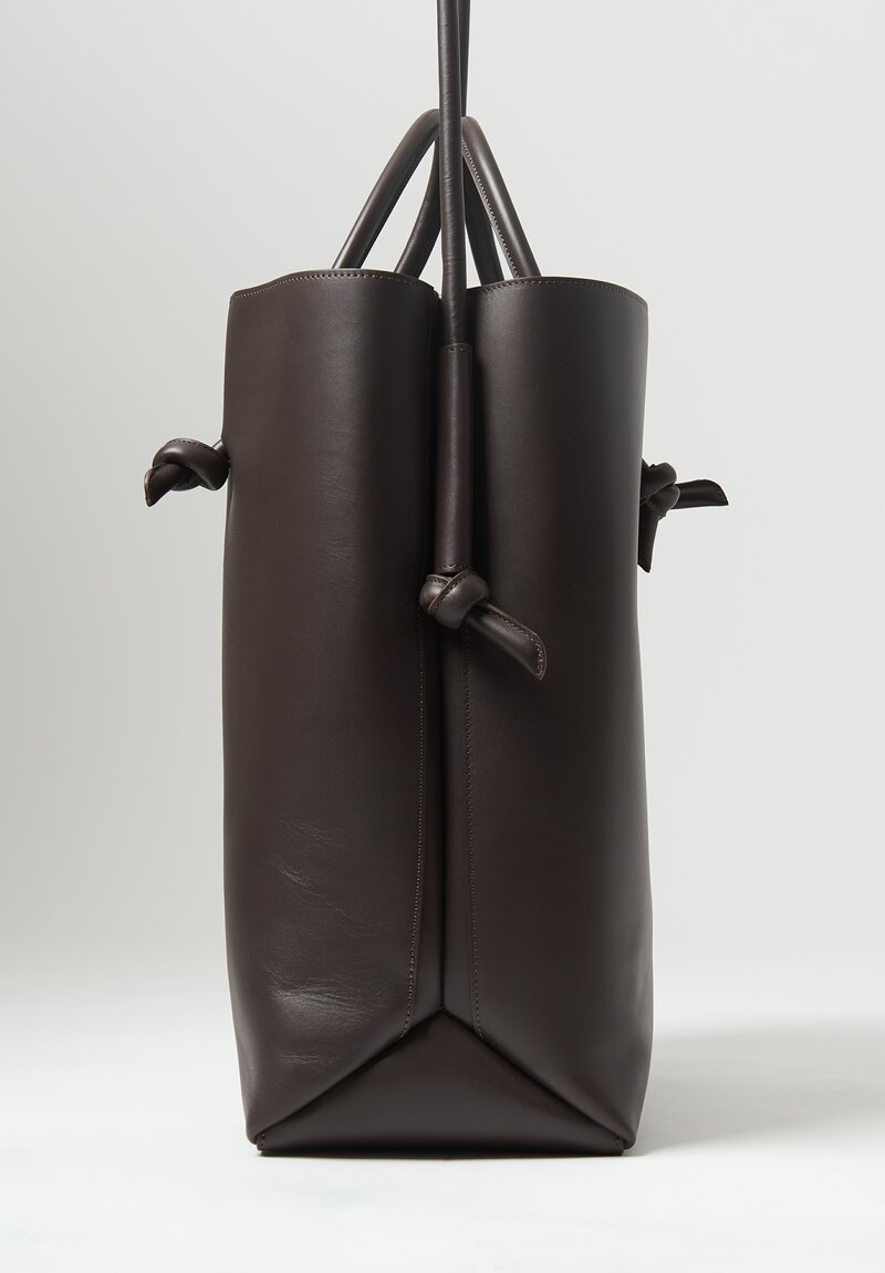 Marsell Leather Nodone Hand Bag Dark Brown	