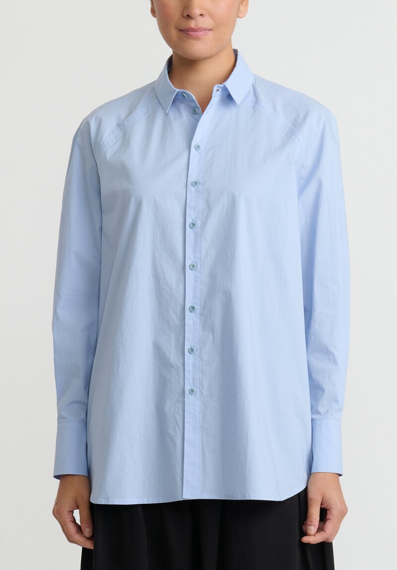 Toogood Storyteller Shirt in Textured Cotton in Light Blue