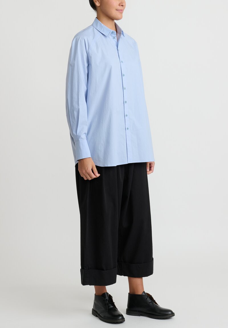 Toogood Storyteller Shirt in Textured Cotton in Light Blue