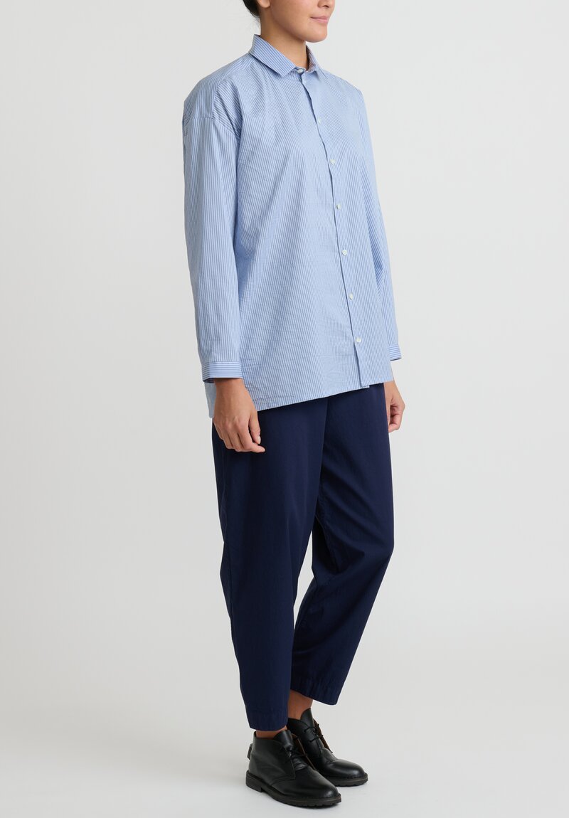 Toogood Cotton Silk Striped Draughtsman Shirt in Blue