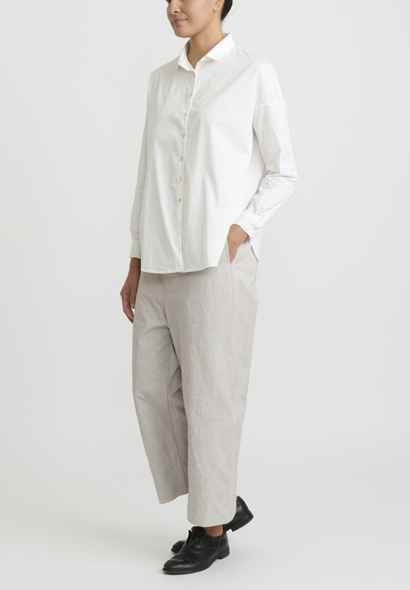 Album di Famiglia Long Sleeve Short Collar Shirt in White 