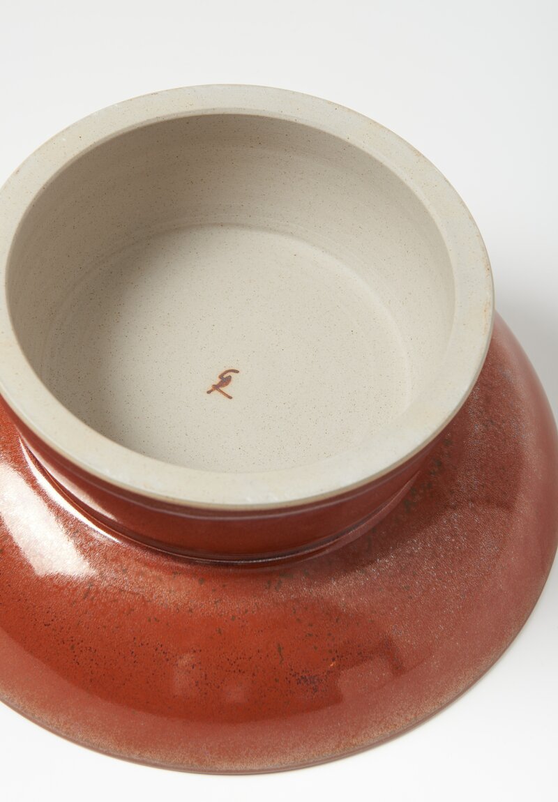 Christiane Perrochon Handmade Stoneware Footed Bowl in Iron Red