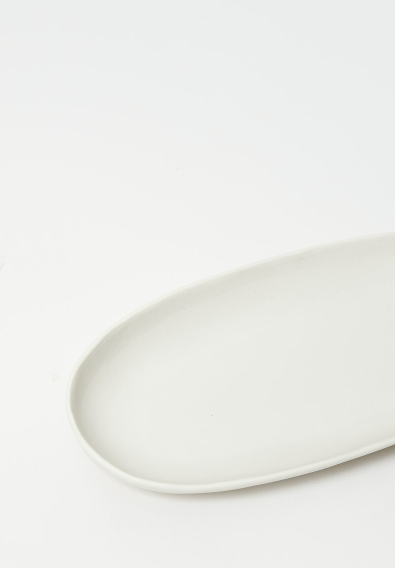 Christiane Perrochon Handmade Stoneware Small Oval Dish in White