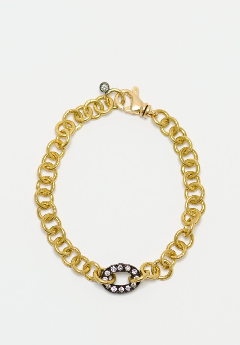 TAP by Todd Pownell 18K Gold Circle Link Bracelet with Oxidized White Gold & Diamonds