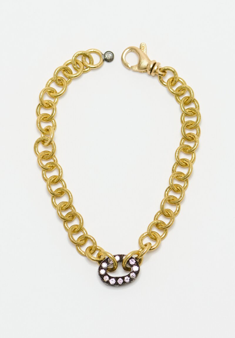 TAP by Todd Pownell 18K Gold Circle Link Bracelet with Oxidized White Gold & Diamonds