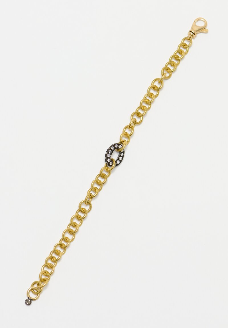 TAP by Todd Pownell 18K Gold Circle Link Bracelet with Oxidized White Gold & Diamonds
