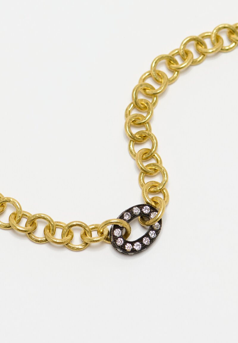 TAP by Todd Pownell 18K Gold Circle Link Bracelet with Oxidized White Gold & Diamonds