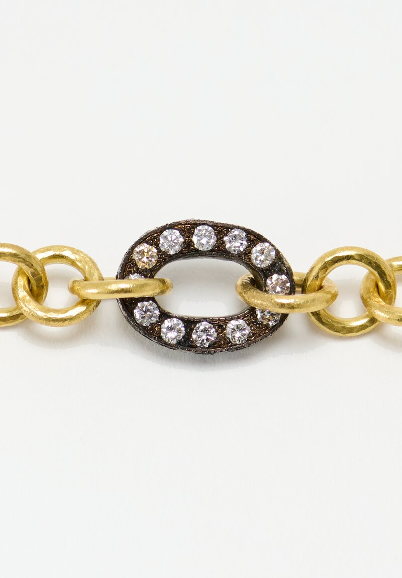 TAP by Todd Pownell 18K Gold Circle Link Bracelet with Oxidized White Gold & Diamonds