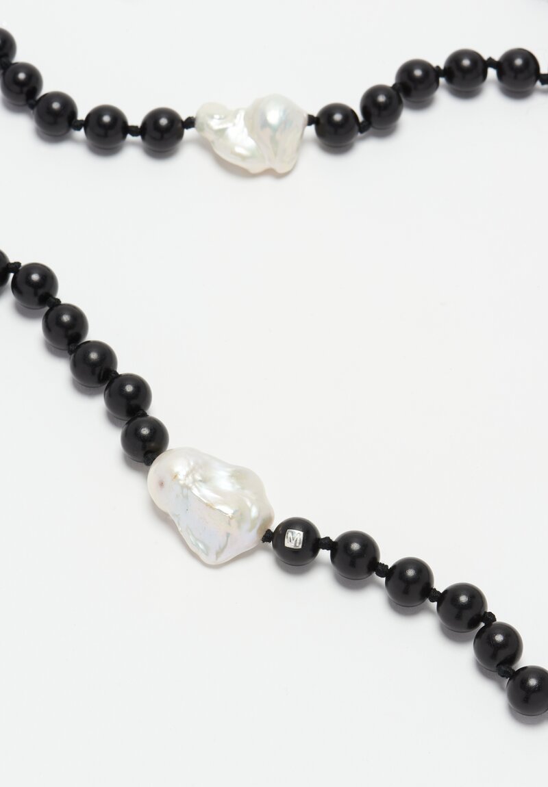 Monies Baroque Pearl & Ebony Bead Long Necklace	