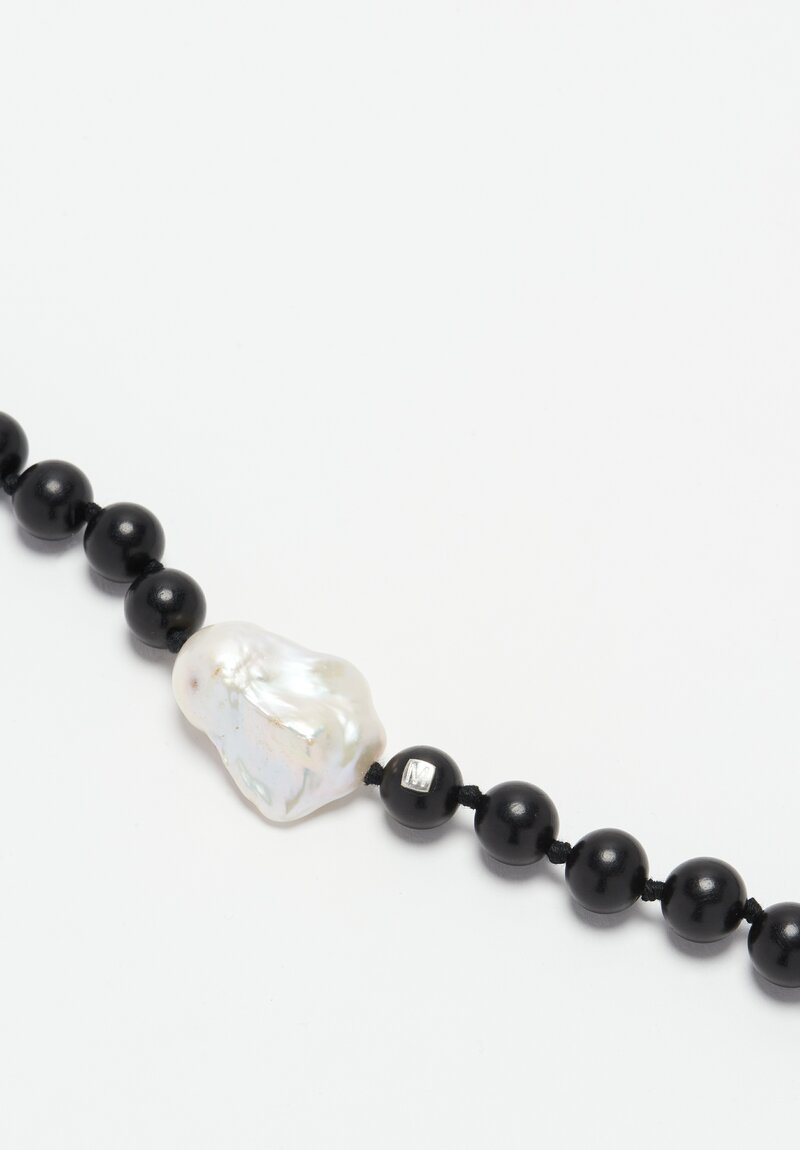 Monies Baroque Pearl & Ebony Bead Long Necklace	
