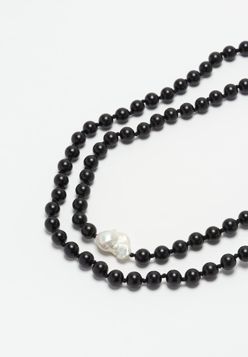 Monies Baroque Pearl & Ebony Bead Long Necklace	