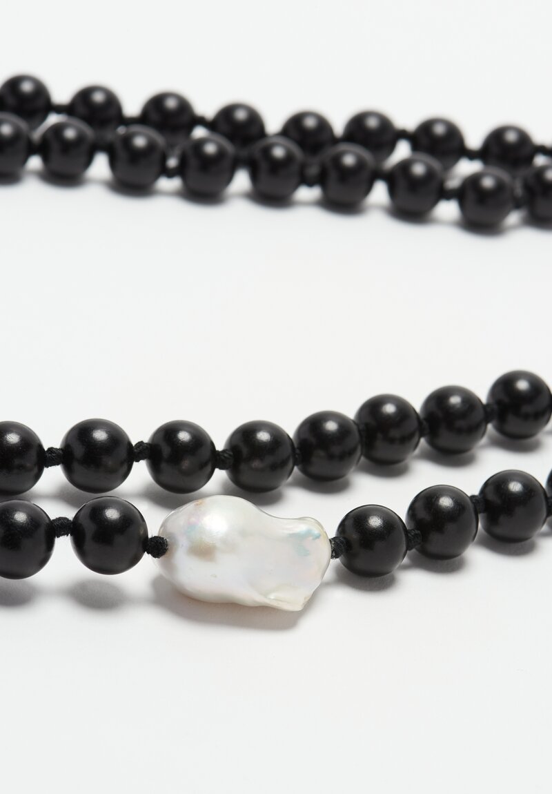 Monies Baroque Pearl & Ebony Bead Long Necklace	