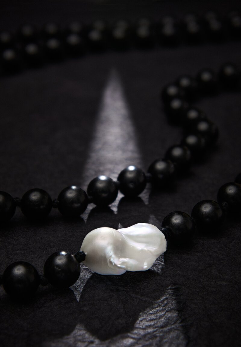 Monies Baroque Pearl & Ebony Bead Long Necklace	