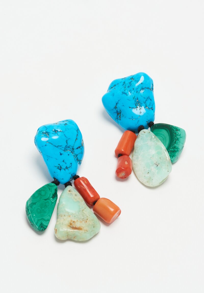 Monies Turquoise, Coral, Malachite & Chrysoprase Earrings	