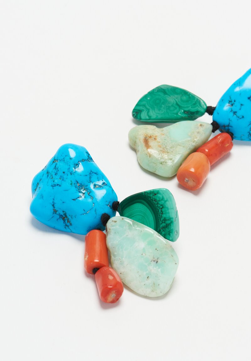 Monies Turquoise, Coral, Malachite & Chrysoprase Earrings	