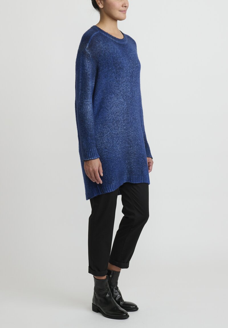 Avant Toi Hand Painted Cashmere Sweater in Nero Ocean Blue