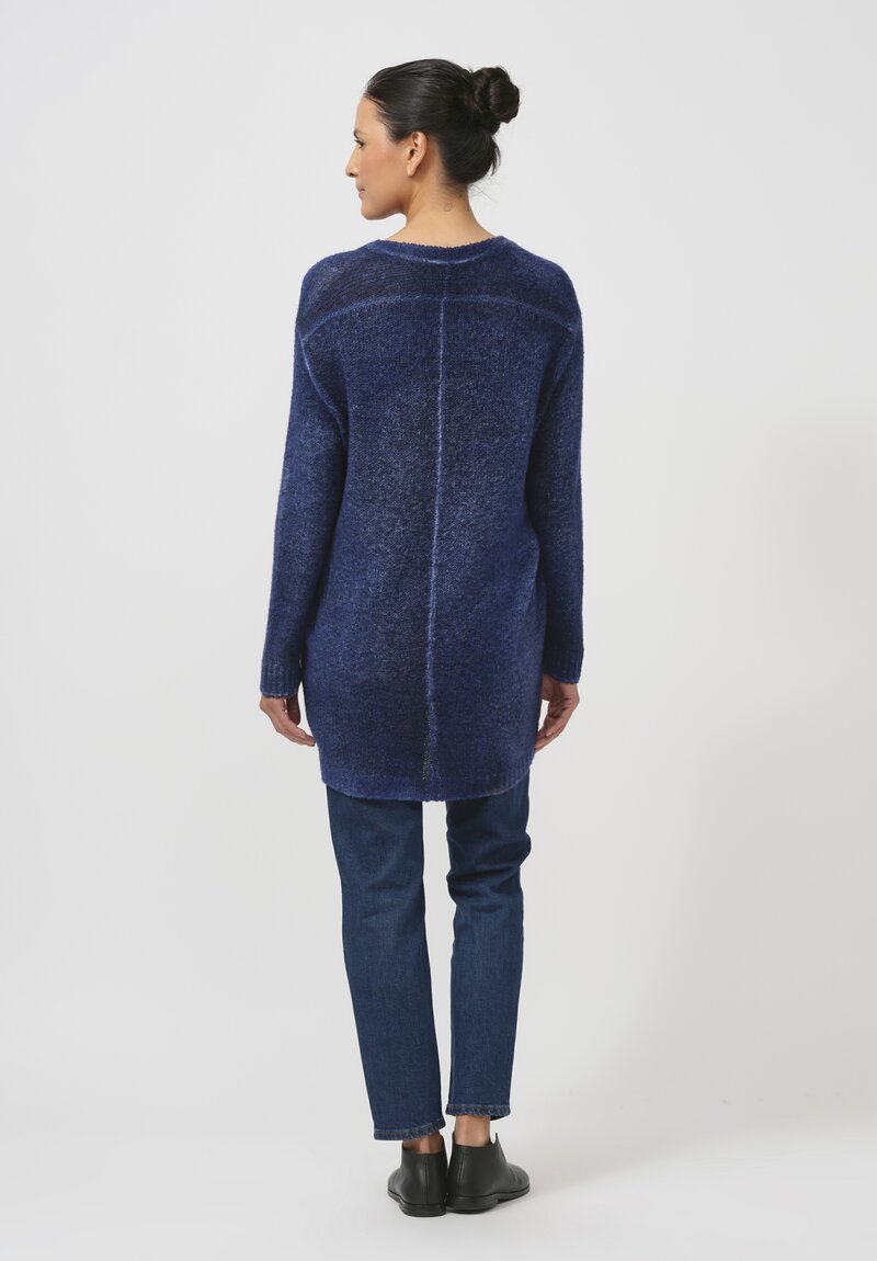 Avant Toi Hand-Painted Long Cashmere Sweater in Nero Ocean Blue	