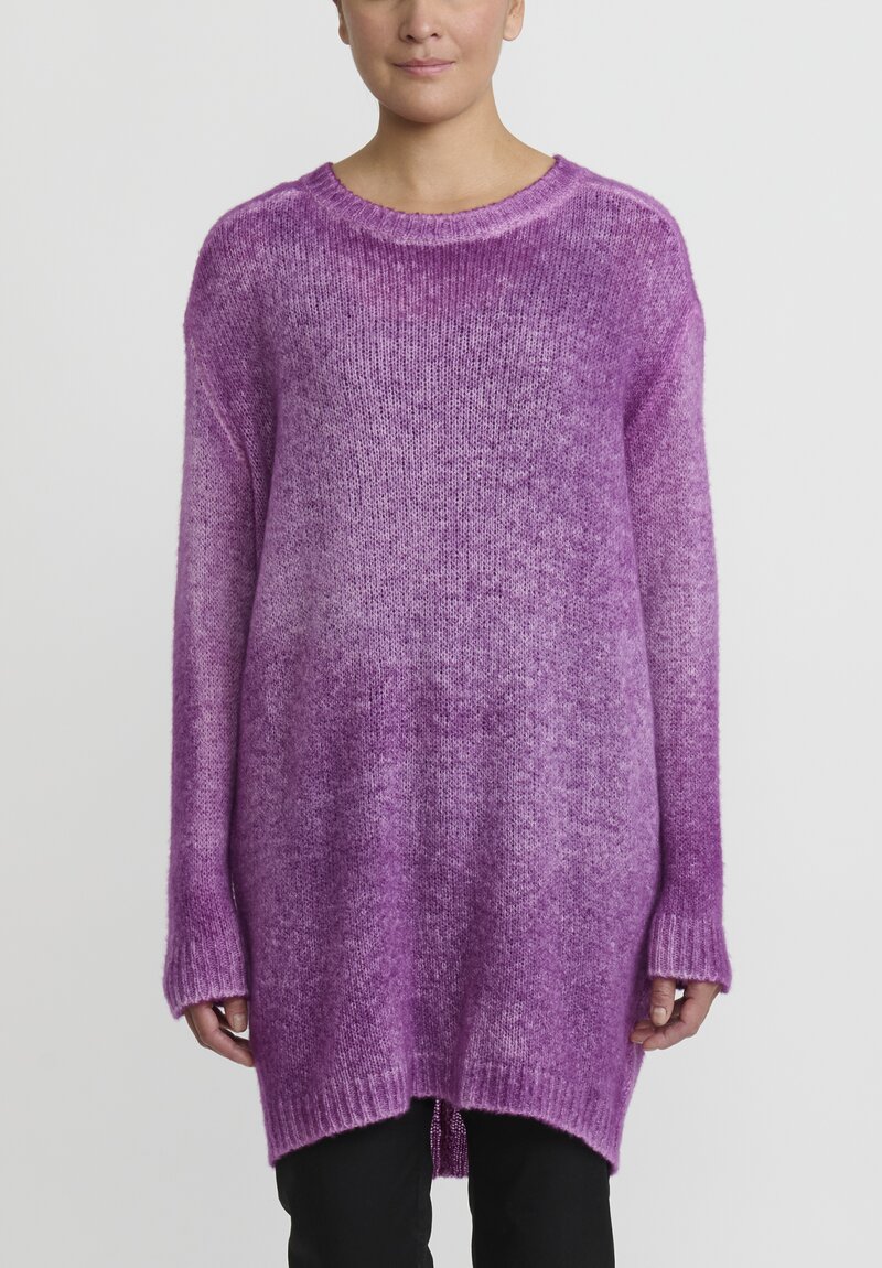 Avant Toi Hand Painted Cashmere Sweater in Nero/Orchid Purple