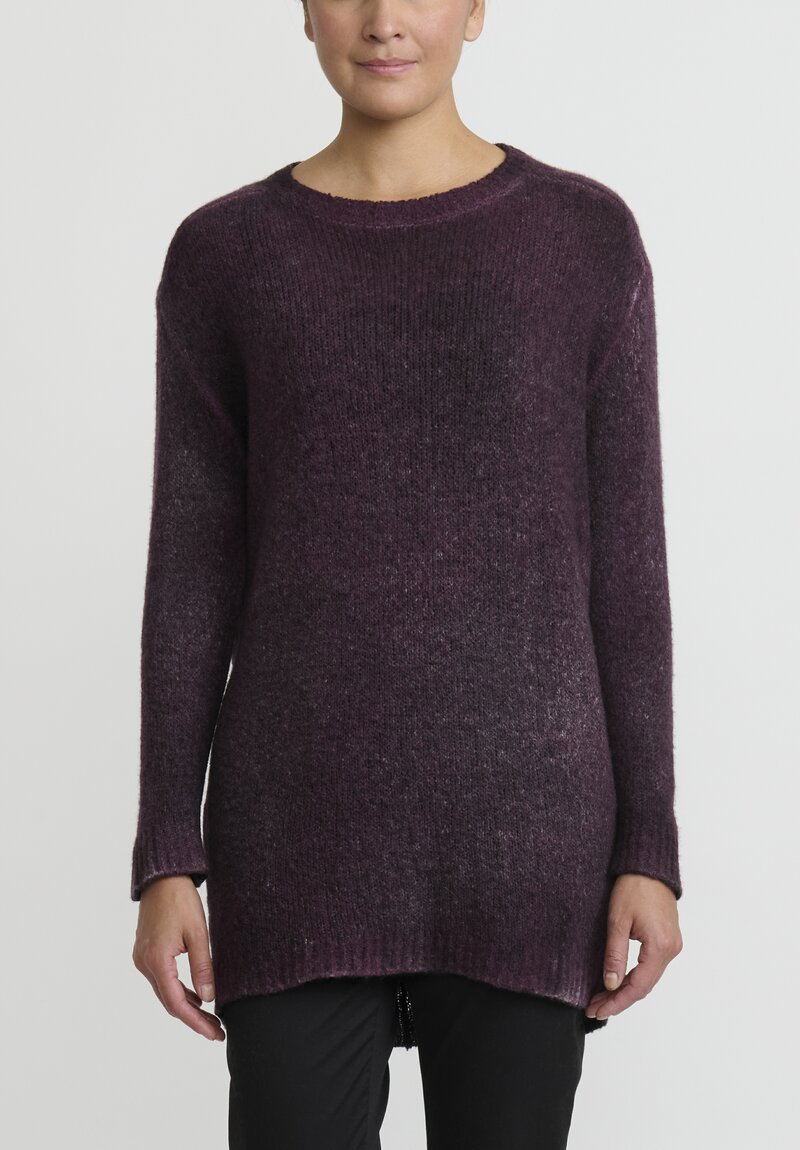 Avant Toi Hand Painted Cashmere Sweater in Nero Rhubarb Purple