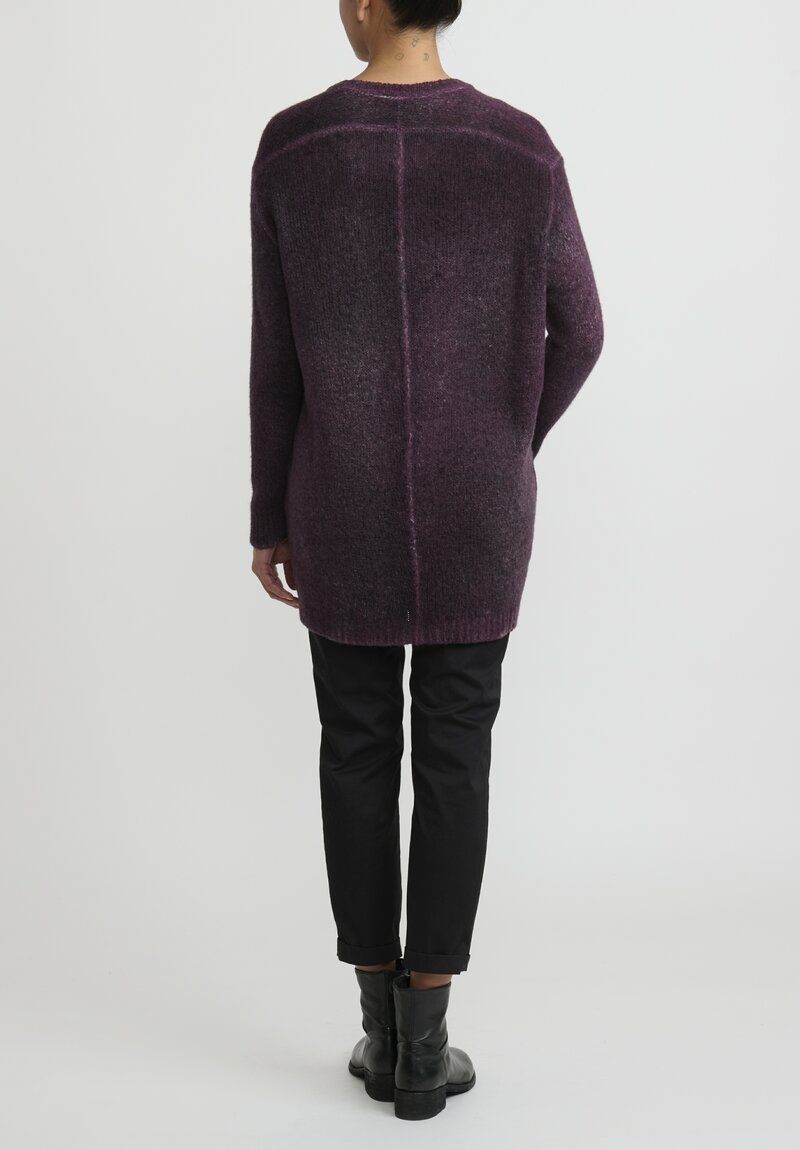 Avant Toi Hand Painted Cashmere Sweater in Nero Rhubarb Purple