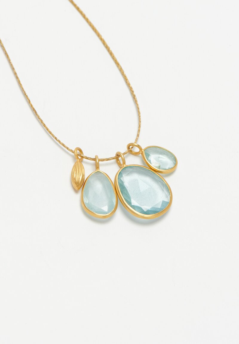 Pippa Small 18k, Aquamarine and Gold Seed Necklace	