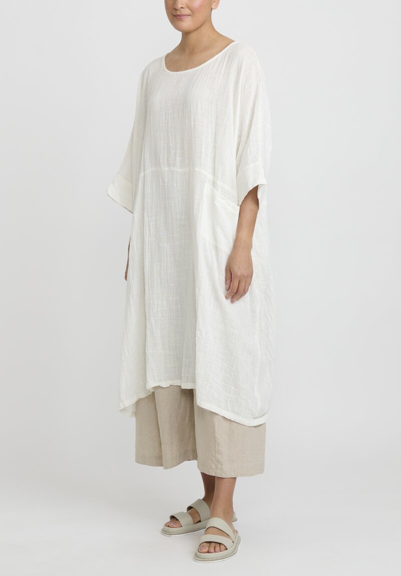 Gilda Midani Long Solid Dyed Cotton Bucket Dress in White