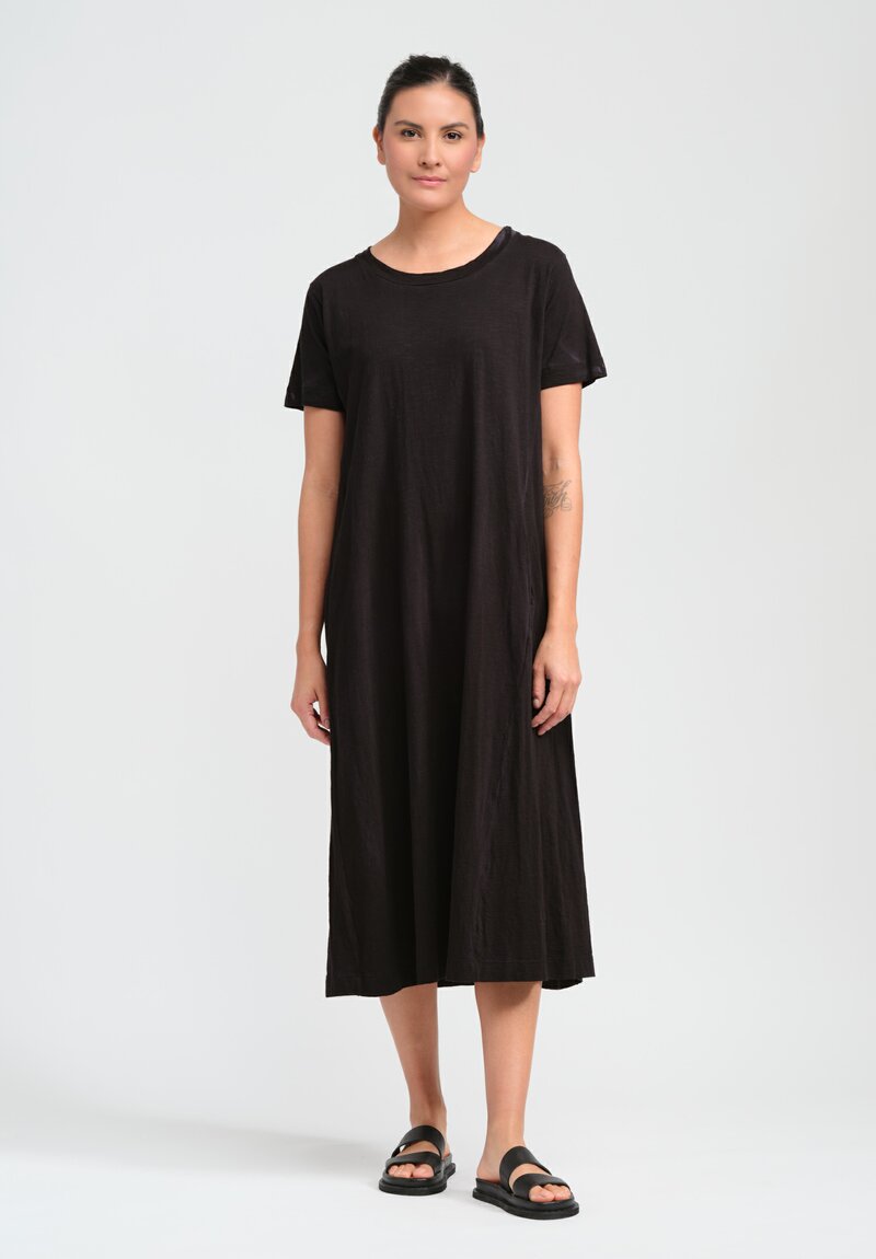 Gilda Midani Cotton Solid Dyed Short Sleeve Maria Dress in Black