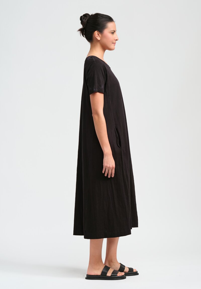 Gilda Midani Cotton Solid Dyed Short Sleeve Maria Dress in Black