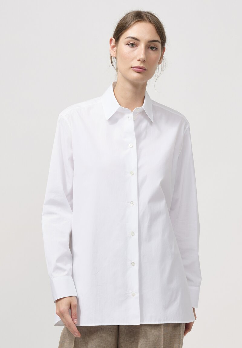 The Row Cotton Button Up Sisilia Shirt in Optical White	