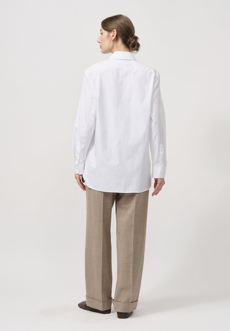 The Row Cotton Button Up Sisilia Shirt in Optical White	