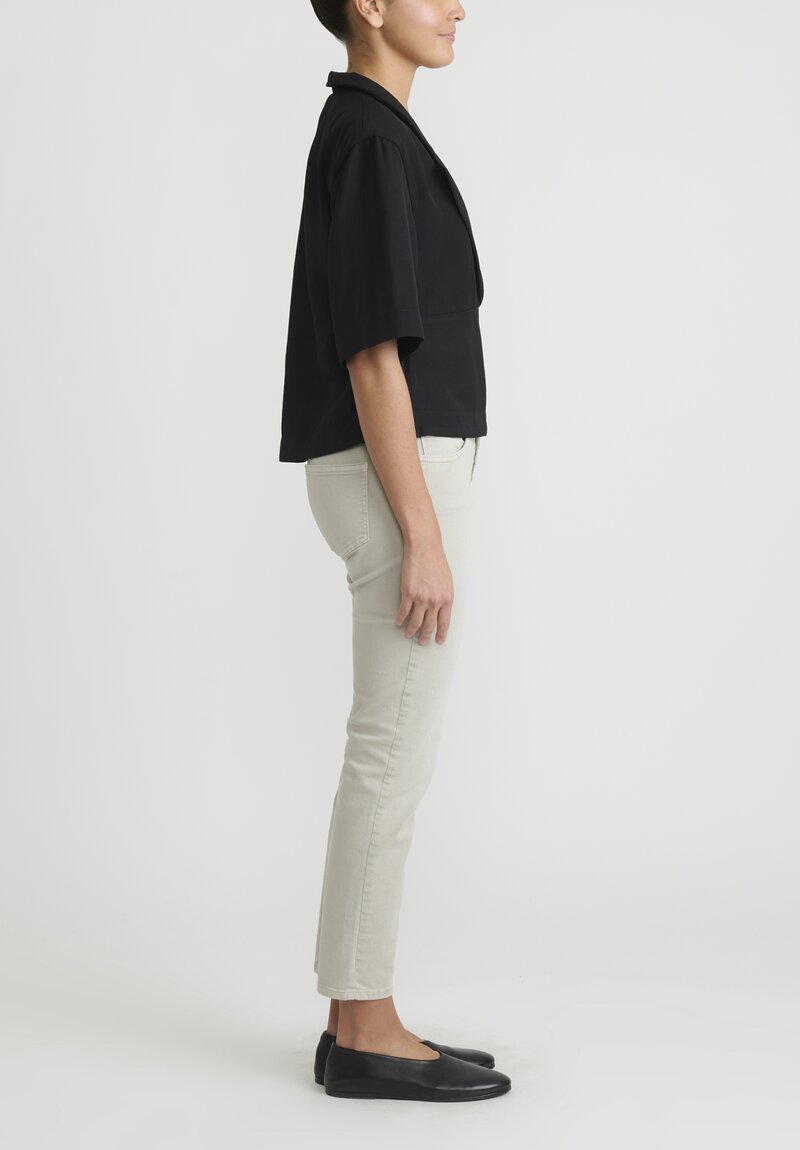 Jil Sander Textured Fluid Linen Viscose Top in Black	