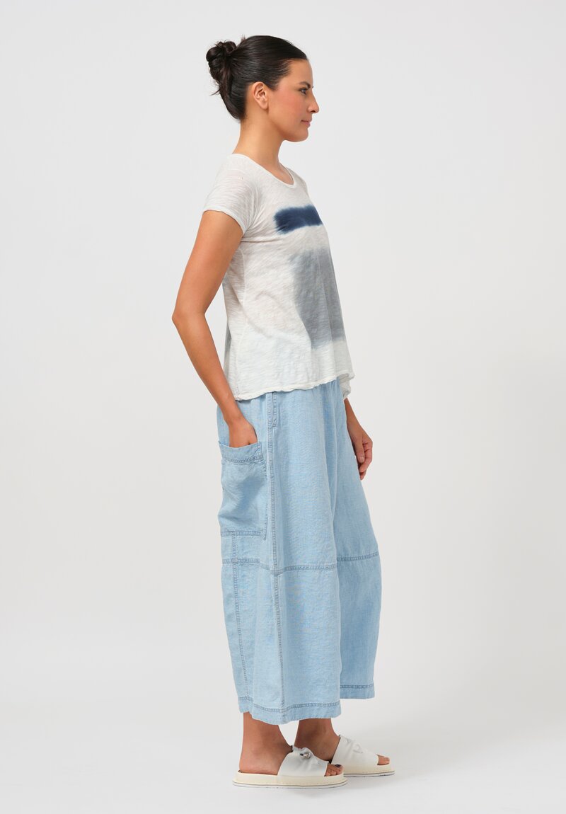 Gilda Midani Cotton Zone Dyed Short Sleeve Monoprix Tee in Cloud & Last Blue	