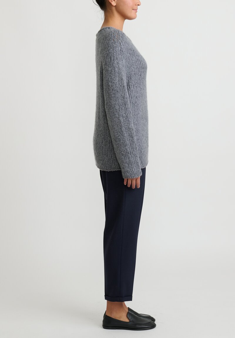 Wommelsdorff Hand Knit Grace Cashmere Sweater in Metal Grey