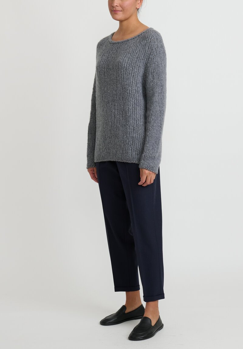 Wommelsdorff Hand Knit Grace Cashmere Sweater in Metal Grey