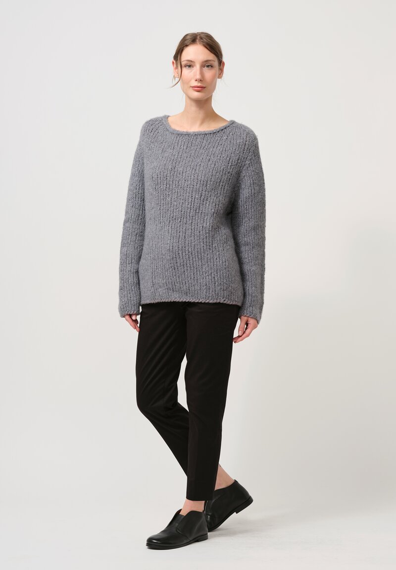 Wommelsdorff Hand Knit Cashmere Grace Sweater in Metal & Haze Grey	