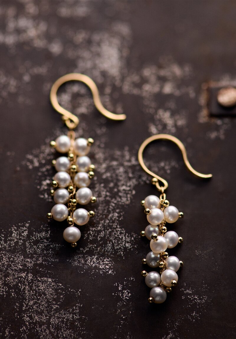 Tenthousandthings 18k, Pearl Spiral Earrings White	