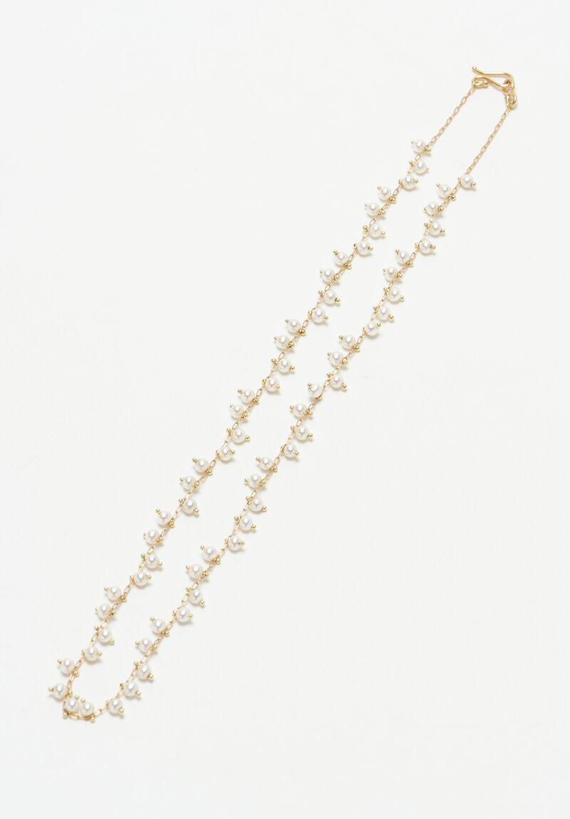 Tenthousandthings 18k, Pearl Beaded Spiral Necklace White	