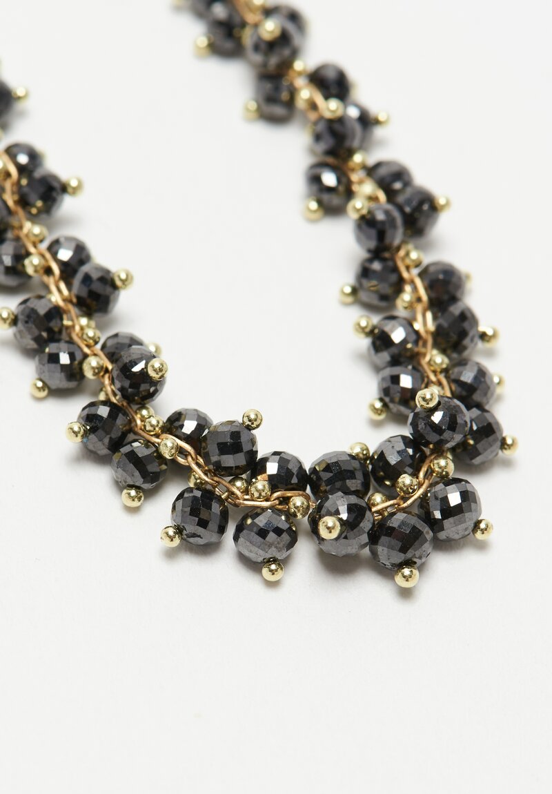 Tenthousandthings 18k,Diamond Beaded X Cluster Necklace Black	