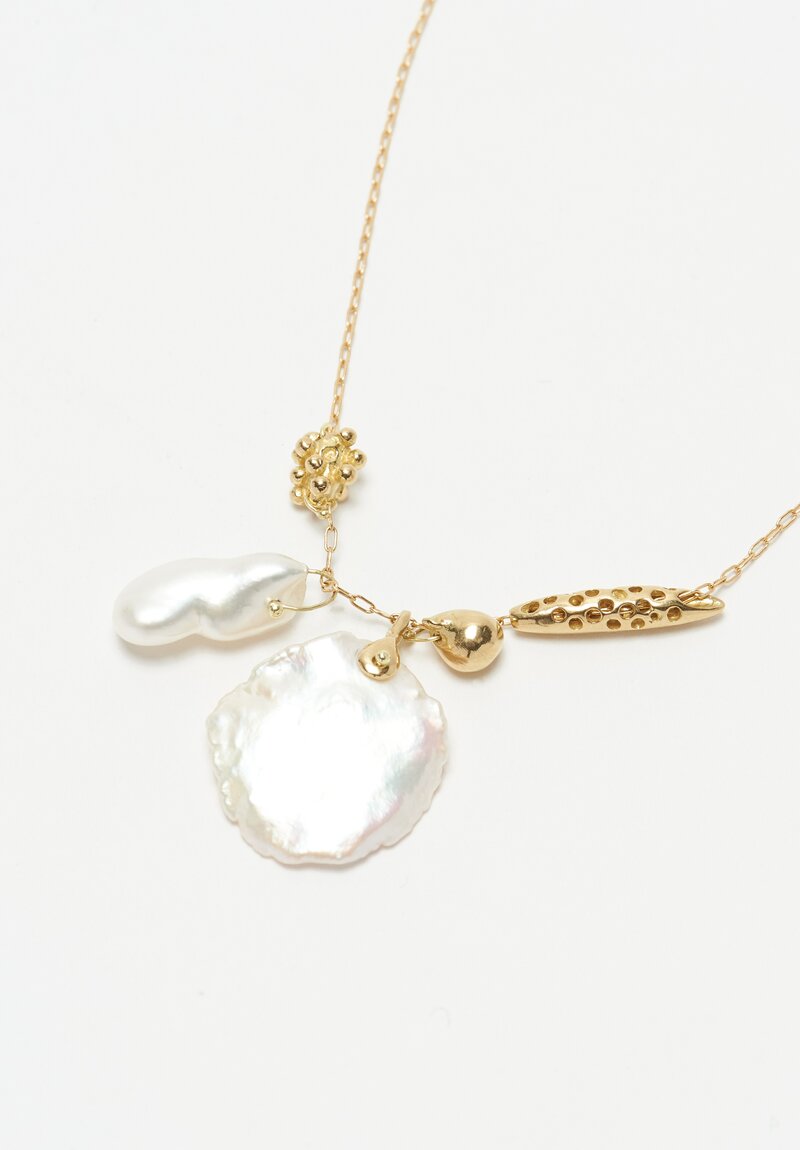 Tenthousandthings 18k, Keshi Pearl Charm Necklace