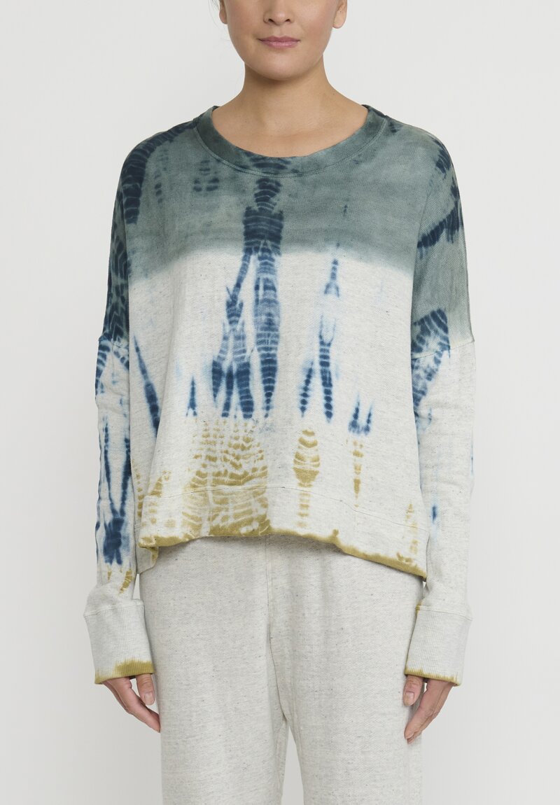 Gilda Midani Cotton Pattern Dyed Square Sweater in Forest