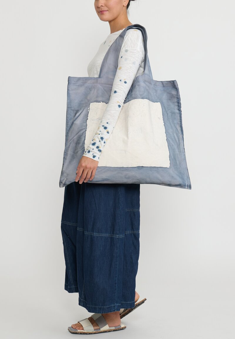 Gilda Midani Cotton Canvas Tote Bag	in Silver, Blue, White Zones