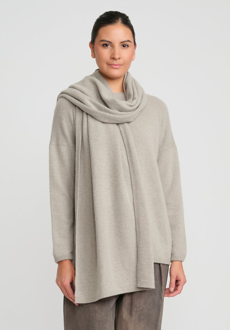 Kaval Wool and Sable Knit Narrow Stole Scarf