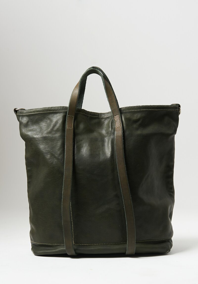 Guidi Full Grain Leather Medium Tote Bag	in Pine Green
