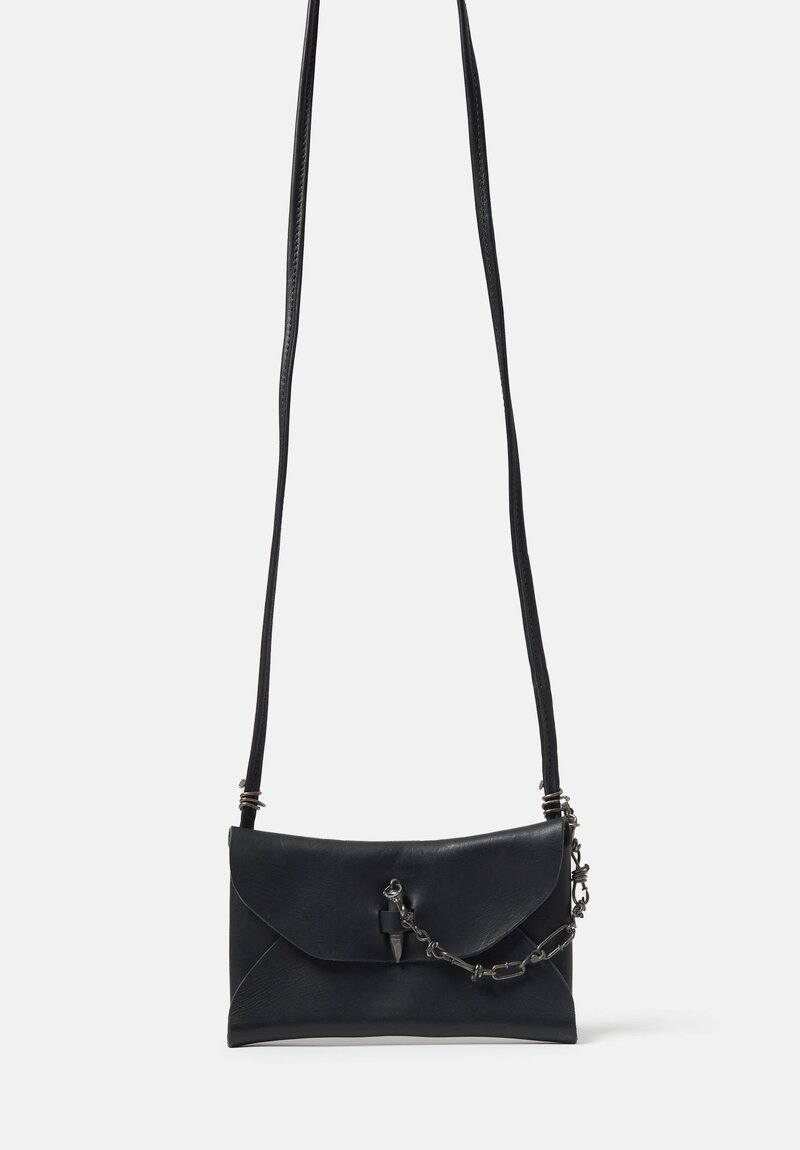 Guidi Full Grain Leather Small Envelope Bag in Black	