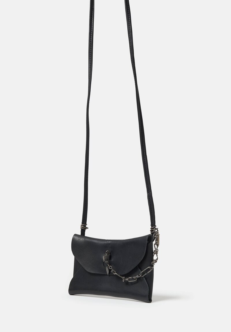 Guidi Full Grain Leather Small Envelope Bag in Black	