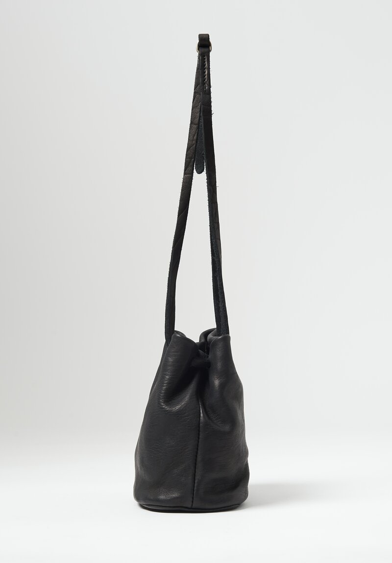 Guidi Full Grain Leather Small Bucket Bag in Black